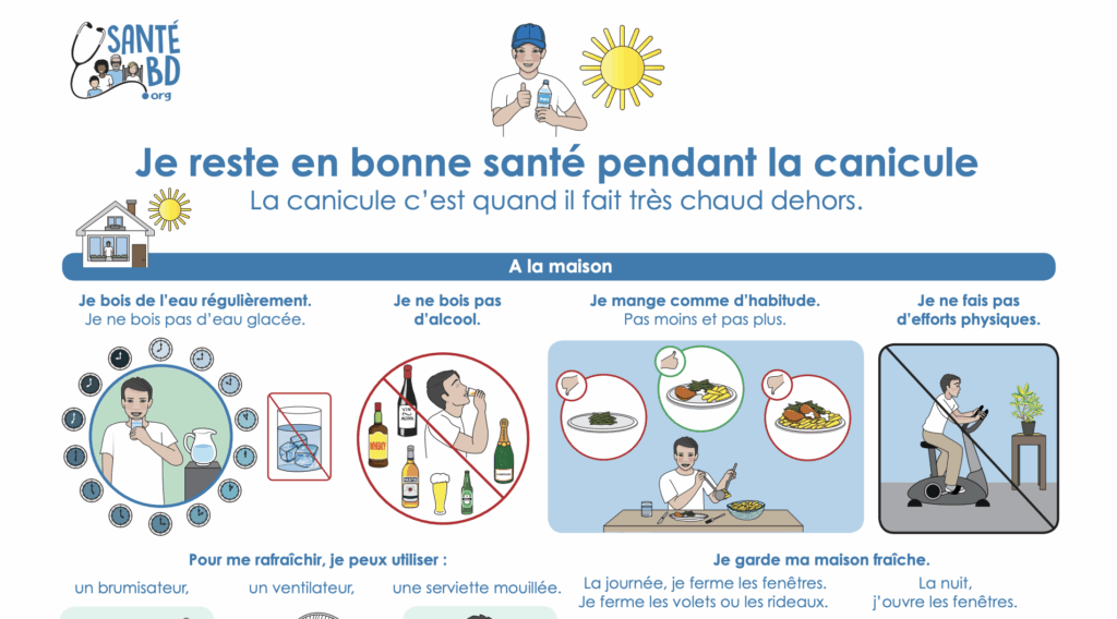 Fiche FALC expliquant comment se protéger en cas de canicule