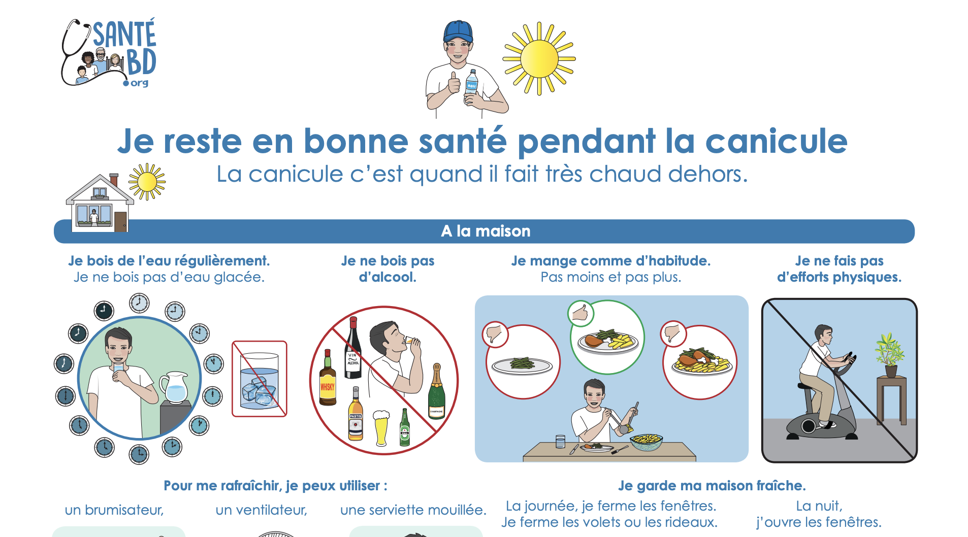 Fiche FALC expliquant comment se protéger en cas de canicule