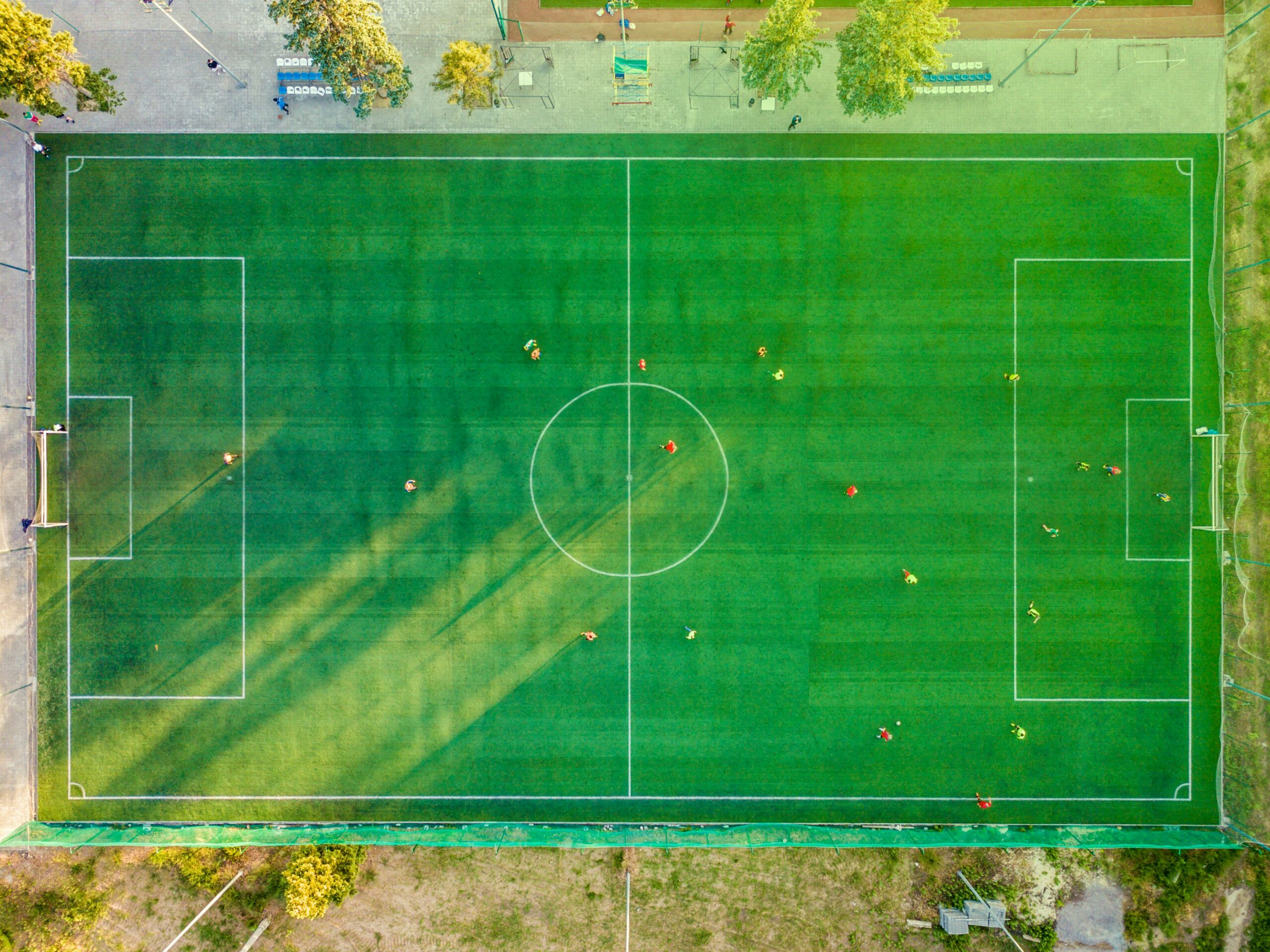 Vue aérienne d'un terrain de football